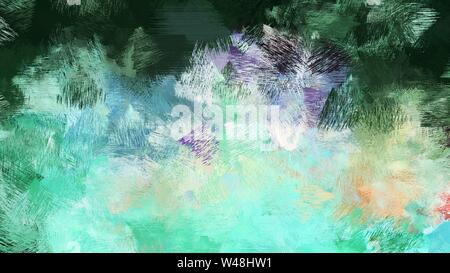 Hell gebürstet Malerei mit mittlerer Aqua Marine, sehr dunkel grün und Pastell-blaue Farben. es als Hintergrund oder Textur verwenden. Stockfoto