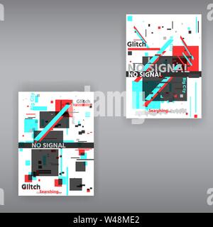 Fehler 404 Seite nicht gefunden Template. Tv verzerrten Signal Chaos, glitched Wirkung Distortion Farbe Foto Auflösung und Fehler Fehler Fehler Kreise, vhs-w Stock Vektor