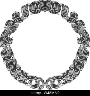 Frame Laurel filigrane Crest Blumenmuster Motiv Stock Vektor