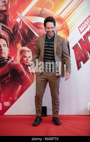 Roma - Paul Rudd, nimmt bei der Präsentation des Films "AntMan & die Wasp' Hotel De Russie in Rom. Stockfoto