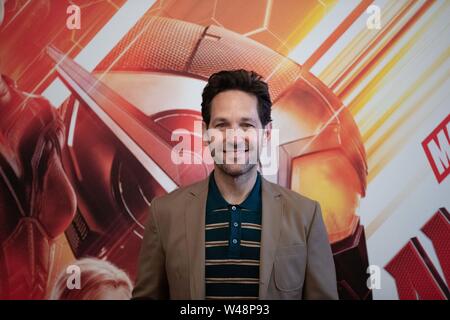 Roma - Paul Rudd, nimmt bei der Präsentation des Films "AntMan & die Wasp' Hotel De Russie in Rom. Stockfoto