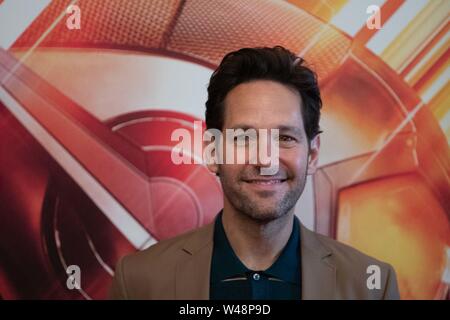 Roma - Paul Rudd, nimmt bei der Präsentation des Films "AntMan & die Wasp' Hotel De Russie in Rom. Stockfoto