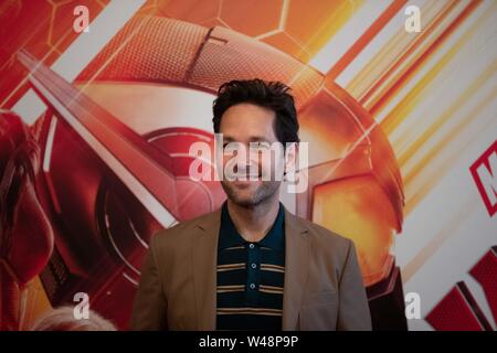 Roma - Paul Rudd, nimmt bei der Präsentation des Films "AntMan & die Wasp' Hotel De Russie in Rom. Stockfoto