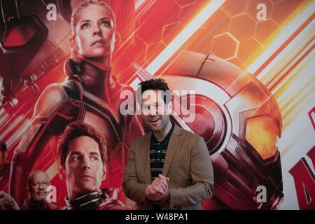 Roma - Paul Rudd, nimmt bei der Präsentation des Films "AntMan & die Wasp' Hotel De Russie in Rom. Stockfoto