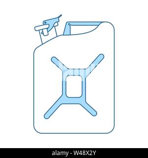 Kraftstoff Kanister Symbol. Dünne Linie mit blauer Füllung Design. Vector Illustration. Stock Vektor
