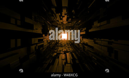 Futuristische space Tunnels Korridor mit schönen leuchtenden Glanz Hintergrund, 3D-Rendering Stockfoto