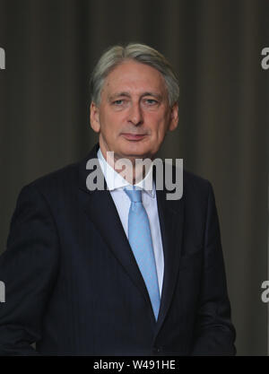 London, UK, 21. Juli 2019. Philip Hammond Chancellor of the Exchequer sah, wie er die BBC verließ, nachdem er live in der Andrew Marr Show ankündigte, dass er zurücktreten werde. Stockfoto