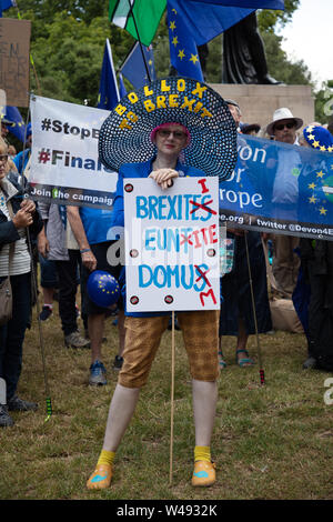 London, Großbritannien. 20. Juli 2019. Teilnehmer von Devon im März für Änderung protestieren: Nein zu Boris Ja zu Europa. Credit: Joe Kuis/Alamy Nachrichten Stockfoto