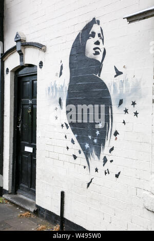 Ilhan Omar Wandbild oder Graffiti Kunst an der Wand, Birmingham, Small Heath, Großbritannien Stockfoto