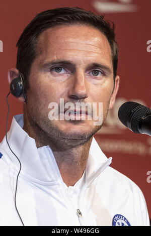 Tokio, Japan. 21. Juli, 2019. Frank Lampard Manager des FC Chelsea spricht während einer Rezeption Partei für die Rakuten Cup im ANA InterContinental Tokyo. Fußball-Teams des FC Barcelona und dem FC Chelsea kam nach Japan in der ''Rakuten Cup'' teilnehmen zu einander zugewandt und auch lokale Team Vissel Kobe, wo Andres Iniesta, David Villa und Sergi Samper zurzeit spielen. Credit: Rodrigo Reyes Marin/ZUMA Draht/Alamy leben Nachrichten Stockfoto