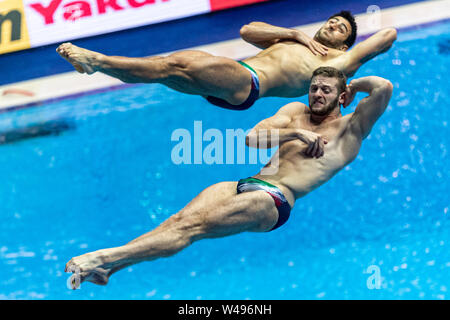 14. juli 2019 Gwangju, Südkorea 18. FINA World Aquatics Championships Marsaglia Lorenzo, Tocci Giovanni ITA ITALIEN Gwangju Südkorea 13/07/2019 Tauchen Männer 3m Synchro Sprungbrett vorläufige 18. FINA World Aquatics Championships Nambu University Aquatics Center Stockfoto