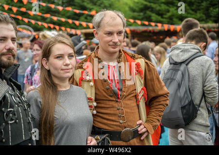 Wladiwostok, Russland - Juli 20, 2019: Festival auf das Spiel und eine Reihe von Büchern der Serie Witcher. Stockfoto