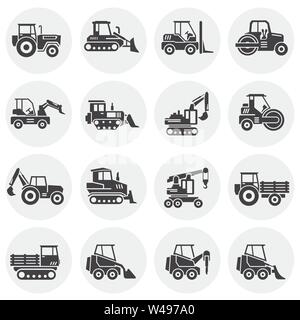 Schwere Fahrzeug ähnliche Symbole auf dem Hintergrund für Grafik- und Webdesign. Einfache Abbildung. Internet Konzept Symbol für Website Taste oder Mobile Stock Vektor