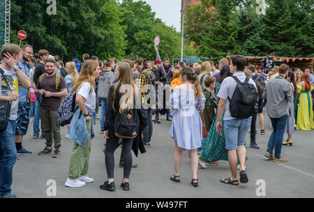 Wladiwostok, Russland - Juli 20, 2019: Festival auf das Spiel und eine Reihe von Büchern der Serie Witcher. Stockfoto