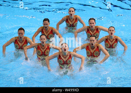 Gwangju, Südkorea. 19 Juli, 2019. China Team Group (CHN) künstlerische Schwimmen: 18 FINA Wm Gwangju 2019 Team frei Finale bei Yeomju Gymnasium in Gwangju, Südkorea. Credit: YUTAKA/LBA SPORT/Alamy leben Nachrichten Stockfoto