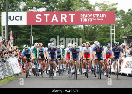 Tokio, Japan. 21. Juli, 2019. Start, JLUY 21, 2019 - Radfahren - Straße: ständig bereit Tokio - Radfahren (Straße) ab Musashinonomori Park in Tokio und der Fertigung bei Fuji International Speedway in Shizuoka, Japan. Quelle: Lba Co.Ltd./Alamy leben Nachrichten Stockfoto