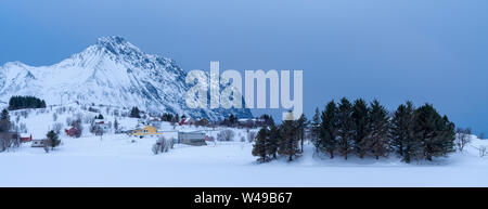 Gefrorene Ytterpollen, Bøstad, Vestvågøy, Nordland, Norwegen, Europa Stockfoto