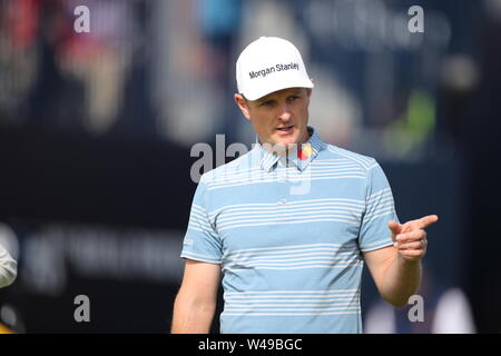 Der Engländer Justin Rose auf der 1. Bohrung in der zweiten Runde der 148 British Open Championship im Royal Portrush Golf Club in County Antrim, Nordirland, am 19. Juli 2019. Credit: Koji Aoki/LBA SPORT/Alamy leben Nachrichten Stockfoto