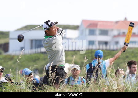 Portrush, Großbritannien. 20. Juli 2019. Japans Yuki Inamori auf der 11 Loch während der dritten Runde der 148 British Open Championship im Royal Portrush Golf Club in County Antrim, Nordirland, am 20. Juli 2019. Quelle: Lba Co.Ltd./Alamy leben Nachrichten Stockfoto