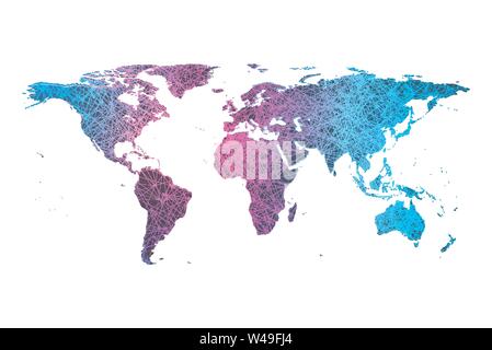 Globales Netzwerk Verbindung plexus Partikelfilter Weltkarte. Welt Karte Punkt und Linie Komposition Konzept Vector Illustration für das globale Geschäft. Weltweit Stock Vektor