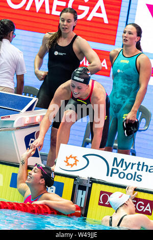 21. juli 2019 Gwangju, Südkorea 18. FINA World Aquatics Championships 21-07-2019: Zwemmen: WK 2019: Gwangju NED - Netherlands, B.Sc. Kim, HEEMSKERK Femke, TOUSSAINT Kira, KROMOWIDJOJO Ranomi Gwangju Südkorea 21/07/2019 Schwimmen Frauen 4x100m 18. Freestyle FINA World Aquatics Championships Nambu University Aquatics Center Stockfoto