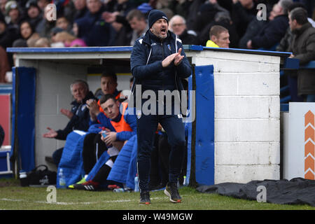 Colchester United Assistant Manager Steve Kugel - Macclesfield Town v Colchester United, Sky Bet Liga Zwei, Moss Rose, Macclesfield - 16 Februar 2019 Editorial nur verwenden - DataCo Einschränkungen Stockfoto