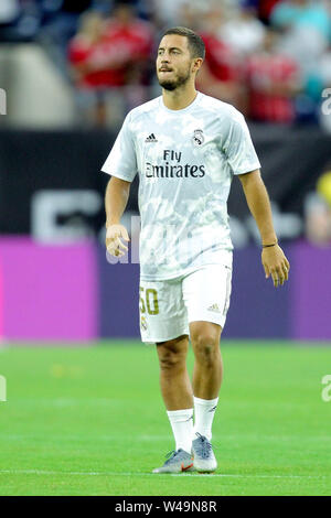 Houston, Texas, USA. 20. Juli 2019. Real Madrid CF, Eden Hazard (50) vor der internationalen Champions Cup Fußball-Match zwischen Real Madrid CF und FC Bayern München bei NRG Stadion in Houston, TX am 20. Juli 2019. Credit: Erik Williams/ZUMA Draht/Alamy leben Nachrichten Stockfoto