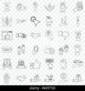 Hand-Symbole-Set, Umriss-Stil Stock Vektor