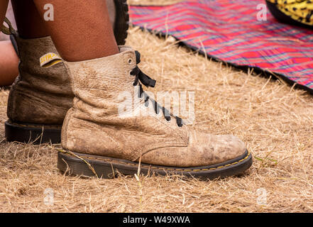 Paar Doc Marten Stiefel, Latitude Festival, henham Park, Suffolk, Großbritannien, Juli 2019 21. Stockfoto