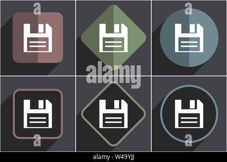 Festplatte flachbild Vector Icons einstellen Stock Vektor