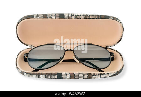 Gläser für Augen mit einem polarisierten Gläser in der Brille. Polarisierte Gläser Brillen für lesen und am Computer zu arbeiten. Myopie, Hyperopie und Vision Stockfoto
