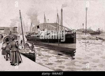 Dampfgarer, Barton Road Swing Bridge, Greater Manchester, England, UK, 19. Jahrhundert Stockfoto