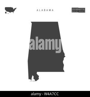 Alabama US-leeren Vektor Karte isoliert auf weißem Hintergrund. High-Detailed schwarze Silhouette Karte von Alabama. Stock Vektor