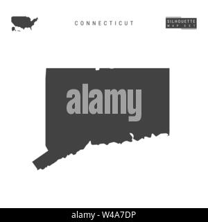 US-Staat Connecticut leeren Vektor Karte isoliert auf weißem Hintergrund. High-Detailed schwarze Silhouette Karte von Connecticut. Stock Vektor