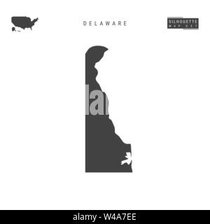 US-Staat Delaware leeren Vektor Karte isoliert auf weißem Hintergrund. High-Detailed schwarze Silhouette Karte von Delaware. Stock Vektor