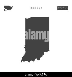 Indiana US-leeren Vektor Karte isoliert auf weißem Hintergrund. High-Detailed schwarze Silhouette Karte von Indiana. Stock Vektor