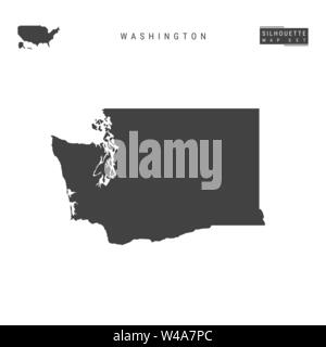 Washington US-leeren Vektor Karte isoliert auf weißem Hintergrund. High-Detailed schwarze Silhouette Karte von Washington. Stock Vektor