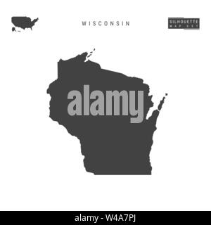 US-Staat Wisconsin leeren Vektor Karte isoliert auf weißem Hintergrund. High-Detailed schwarze Silhouette Karte von Wisconsin. Stock Vektor