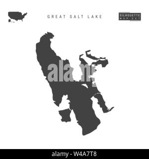 Der Great Salt Lake leeren Vektor Karte isoliert auf weißem Hintergrund. High-Detailed schwarze Silhouette Karte von Great Salt Lake. Stock Vektor