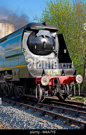 O.S. Bulleid entwarf die leichte pazifische Dampflokomotive der Klasse 'Battle of Britain' bei Peterborough Nene Valley, Nene Valley Railway Stockfoto