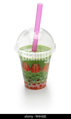 Hausgemachte Tapioka trinken, Matcha Erdbeermilch Stockfoto