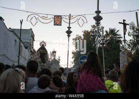 Virgen del Carmen Prozession, Coria del Rio, Andalusien, Juli 2019 Stockfoto