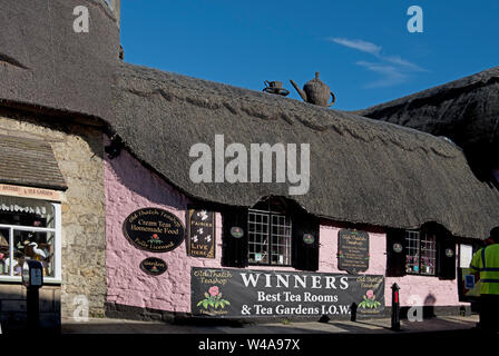 Der Old Thatch Teeshop in Shanklin, Isle of Wight, Großbritannien Stockfoto