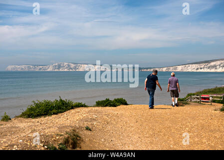 Compton Strand Blick von der National Trust Parkplatz am Shippards Chine in der Isle of Wight, Großbritannien Stockfoto