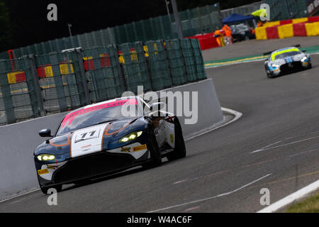 Stavelot, Belgien. 21. Juli, 2019. Beechdean AMR AMR Aston Martin Vantage GT4 mit Treibern Kelvin Fletcher & Martin Pflüger während der britischen GT-Meisterschaft Runde 7 Spa-Francorchamps an der Rennstrecke Spa-Francorchamps, Stavelot, Belgien am 21. Juli 2019. Foto von Jurek Biegus. Credit: UK Sport Pics Ltd/Alamy leben Nachrichten Stockfoto