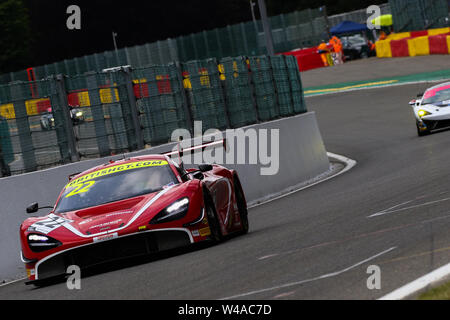 Stavelot, Belgien. 21. Juli, 2019. Balfe Motorsport McLaren 720 S GT3 mit Treibern Shaun Balfe und Rob Bell während der britischen GT-Meisterschaft Runde 7 Spa-Francorchamps an der Rennstrecke Spa-Francorchamps, Stavelot, Belgien am 21. Juli 2019. Foto von Jurek Biegus. Credit: UK Sport Pics Ltd/Alamy leben Nachrichten Stockfoto