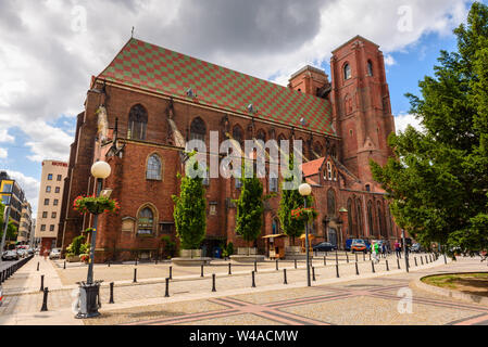 WROCLAW, Polen - 16 Juli, 2019: gotische Kirche der Hl. Maria Magdalena, polnische katholische Kathedrale in Breslau in der Nähe der zentrale Marktplatz Stockfoto