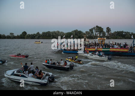 Virgen del Carmen Prozession, Coria del Rio, Andalusien, Juli 2019 Stockfoto