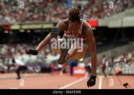 London, Großbritannien. 21. Juli, 2019. Shara Proctor von Großbritannien in Aktion während der Frauen Weitsprung. Muller Geburtstag Spiele 2019, London Grand Prix an der London Stadium, Queen Elizabeth Olympic Park in London am Sonntag, den 21. Juli 2019. Dieses Bild dürfen nur für redaktionelle Zwecke verwendet werden. Redaktionelle Verwendung nur. pic von Steffan Bowen/Andrew Orchard sport Fotografie/Alamy Live news Credit: Andrew Orchard sport Fotografie/Alamy leben Nachrichten Stockfoto