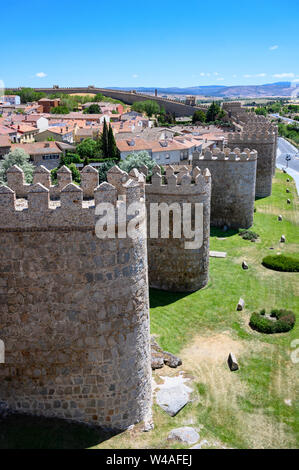 Die medeivil Mauern um die Stadt Avila Castilla y Leon, Spanien Stockfoto